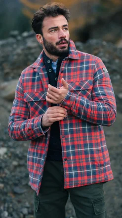 Rot-kariertes gefüttertes Flanellhemd - Reef Red