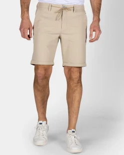 Sandfarbene Chino-Shorts mit Stretch
