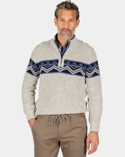 Sandfarbener gestrickter Baumwollpullover - Shimmering Sand