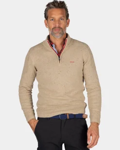 Sandfarbener Pullover mit halbem Reißverschluss - Shimmering Sand