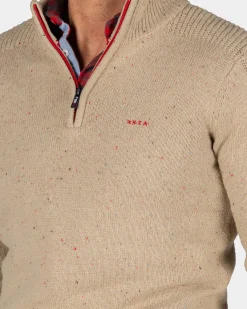 Sandfarbener Pullover mit halbem Reißverschluss - Shimmering Sand