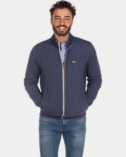 Schlichte Strickjacke aus Baumwolle - Key Navy