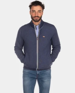 Schlichte Strickjacke aus Baumwolle - Key Navy