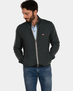 Schlichte Strickjacke aus Baumwolle - Dark Pine