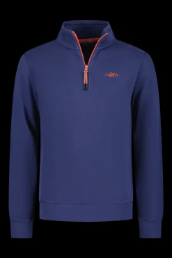 Schlichter Baumwollpullover mit Reißverschluss - Dusk Navy