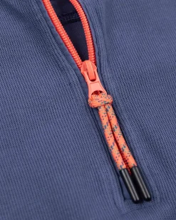 Schlichter Baumwollpullover mit Reißverschluss - Dusk Navy