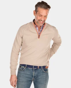 Schlichter Baumwollpullover - Shimmering Sand