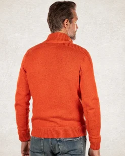 Schlichter Pullover mit halber Knopfleiste - Ginger Orange
