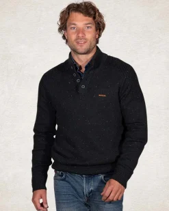 Schlichter Pullover mit halber Knopfleiste - Crushing Green