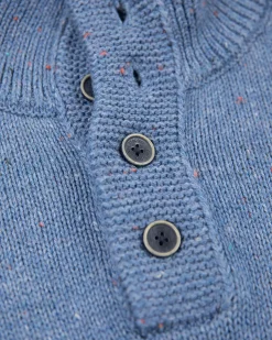 Schlichter Pullover mit halber Knopfleiste - Cloudy Blue