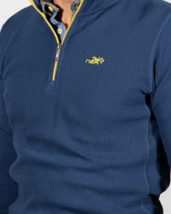 Schlichter Pullover mit halbem Reißverschluss Arapohue - Storm Blue