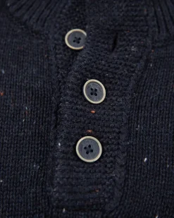 Schlichter Pullover mit halber Knopfleiste - Pitch Navy