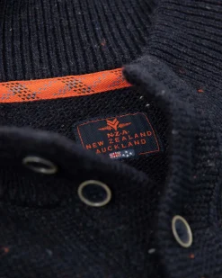 Schlichter Pullover mit halber Knopfleiste - Pitch Navy