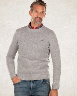 Schlichter Pullover mit Rundhalsausschnitt aus Wolle - Grey Melange
