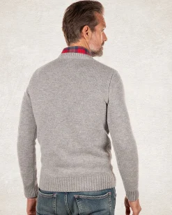 Schlichter Pullover mit Rundhalsausschnitt aus Wolle - Grey Melange