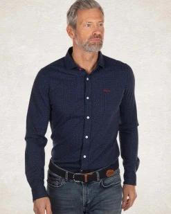 Schlichtes blaues Baumwollhemd - Pitch navy