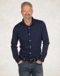 Schlichtes blaues Baumwollhemd - Pitch navy