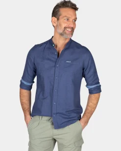 Schlichtes Hemd ohne Kragen - Dusk Navy