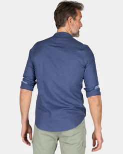 Schlichtes Hemd ohne Kragen - Dusk Navy