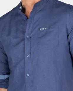 Schlichtes Hemd ohne Kragen - Dusk Navy