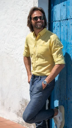 Schlichtes Leinenhemd in vielen Farben - Iguana Yellow