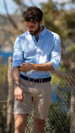 Schlichtes Leinenhemd in vielen Farben - Rhythm Blue