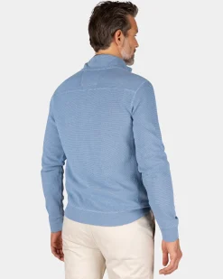 Sportlicher blauer Pullover mit halbem Reißverschluss - Brave Blue
