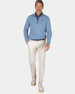 Sportlicher blauer Pullover mit halbem Reißverschluss - Brave Blue