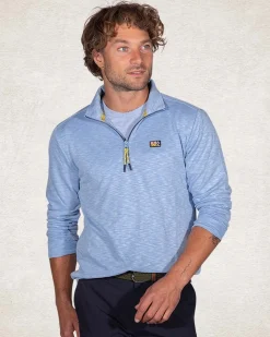 Sportliches Sweatshirt mit halbem Reißverschluss - Pale Blue