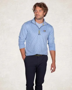 Sportliches Sweatshirt mit halbem Reißverschluss - Pale Blue