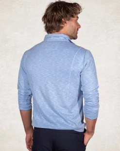 Sportliches Sweatshirt mit halbem Reißverschluss - Pale Blue