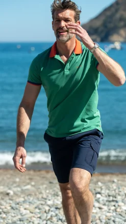 Sportliches Uni-Polo - Amazon Green