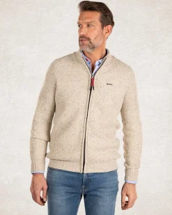 Strickjacke aus Baumwolle und Wolle - Milky Ecru