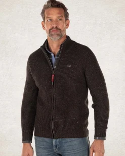 Strickjacke aus Baumwolle und Wolle - Smoked Green