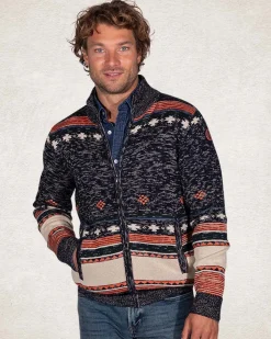 Strickjacke mit Braun-Grau-Weiß - Pitch Navy