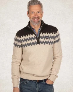 Strickpullover mit halbem Reißverschluss - Milky Ecru