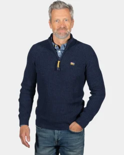 Strickpullover mit halbem Reißverschluss Drake - Ink Navy