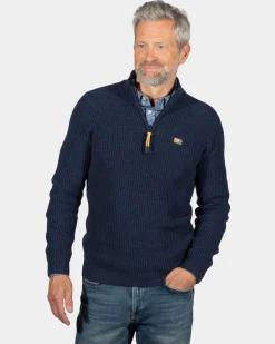 Strickpullover mit halbem Reißverschluss Drake - Ink Navy