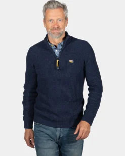 Strickpullover mit halbem Reißverschluss Drake - Ink Navy