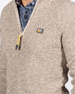 Strickpullover mit halbem Reißverschluss Drake - Sea Silt Sand