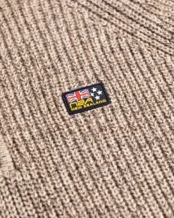 Strickpullover mit halbem Reißverschluss Drake - Sea Silt Sand