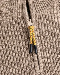 Strickpullover mit halbem Reißverschluss Drake - Sea Silt Sand