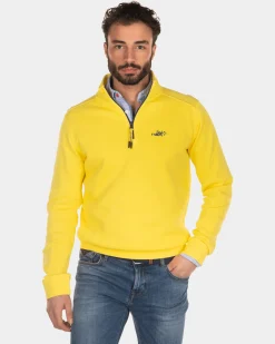 Sweatshirt mit halbem Reißverschluss aus Baumwolle - Country Yellow