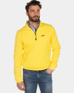 Sweatshirt mit halbem Reißverschluss aus Baumwolle - Country Yellow