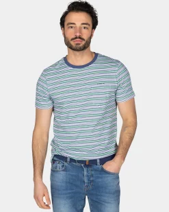 T-Shirt mit blauen Streifen