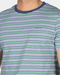 T-Shirt mit blauen Streifen