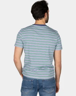 T-Shirt mit blauen Streifen