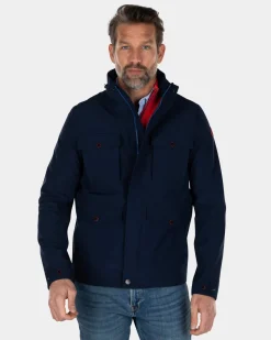 Wasserabweisende Jacke mit Kapuze - Industrial Navy