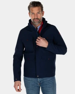 Wasserabweisende Jacke mit Kapuze - Industrial Navy