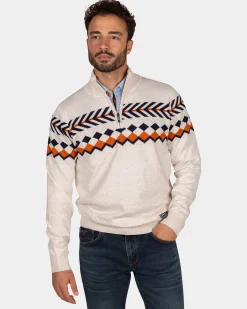 Weißer Pullover mit Strickmuster - Powder Sand